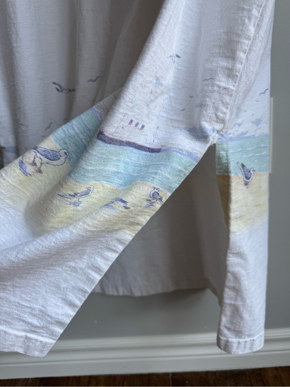 Vtg 90s Cottagecore Dress + Jacket Set 3X White Watercolour Maxi Beach Coastal - Picture 11 of 14